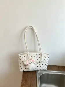Sweet Girl Vintage Polka Dot Pattern Crossbody Bag (Soft Leather), Vintage Crossbody Purses, Retro Polka Dot, Featuring a Dog Charm, Large Capacity, Practical Without Being Bulky, Suitable for Commuting, Shopping, Short Trips as Underarm or Handbag