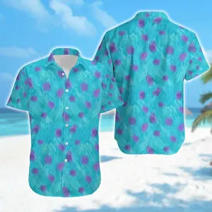 Monster Inc Hawaiian Shirt James P. Sullivan Halloween Costume 3D All Over Print Button Monster Cosplay Hawaii Shirt