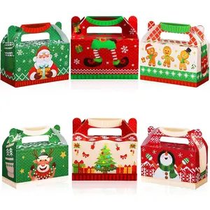 18-Piece 3D Christmas Cardboard Candy House Gift Set Ugly Sweater Theme Christmas Party Gift Candy, Pastry, and Cookie Gift Box Holiday Paper Box with Handle (Ugly Sweater Series)