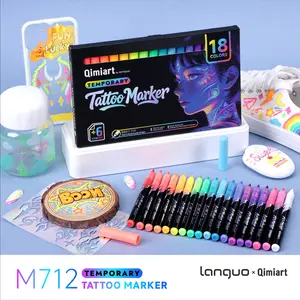 18 Color UV Art Paint Pens, Quick Dry and Erase, Night Glow, Non-Toxic, Washable, Ideal for Face, Body, Stage Makeup, Gift Set