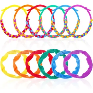 12 Pack Sensory Chew Necklaces for Kids Soft Terry Cloth Chewelry Oral Motor Teething Toys for Boys Girls, Reusable Chewy Jewelry for Focusing & Calming(Mixed Style,Vivid Color)