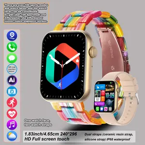 High-appearance-value smart sports watch, 1.83 inches HD touch screen, wireless calling, AI voice watch, more than 100 sports modes, pedometer, blood pressure, heart rate, sports tracker, ceramic resin strap, silicone strap, waterproof watch.