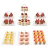 ZUMELER Lightweight White Plastic Cupcake Stands 6pc Party Set - 3-Tier & 2-Tier, Round/Rect Shapes, Universal Stable Sturdy Holder, Tension Mount Kitchen Organizer, Covers for Party Decor