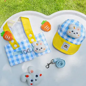 EBOSR 3-in-1 Pet Harness Outfit with Adjustable Hat & Leash for Cats & Dogs - Stylish & Breathable with Matching Leash for Safe Outdoor Adventures