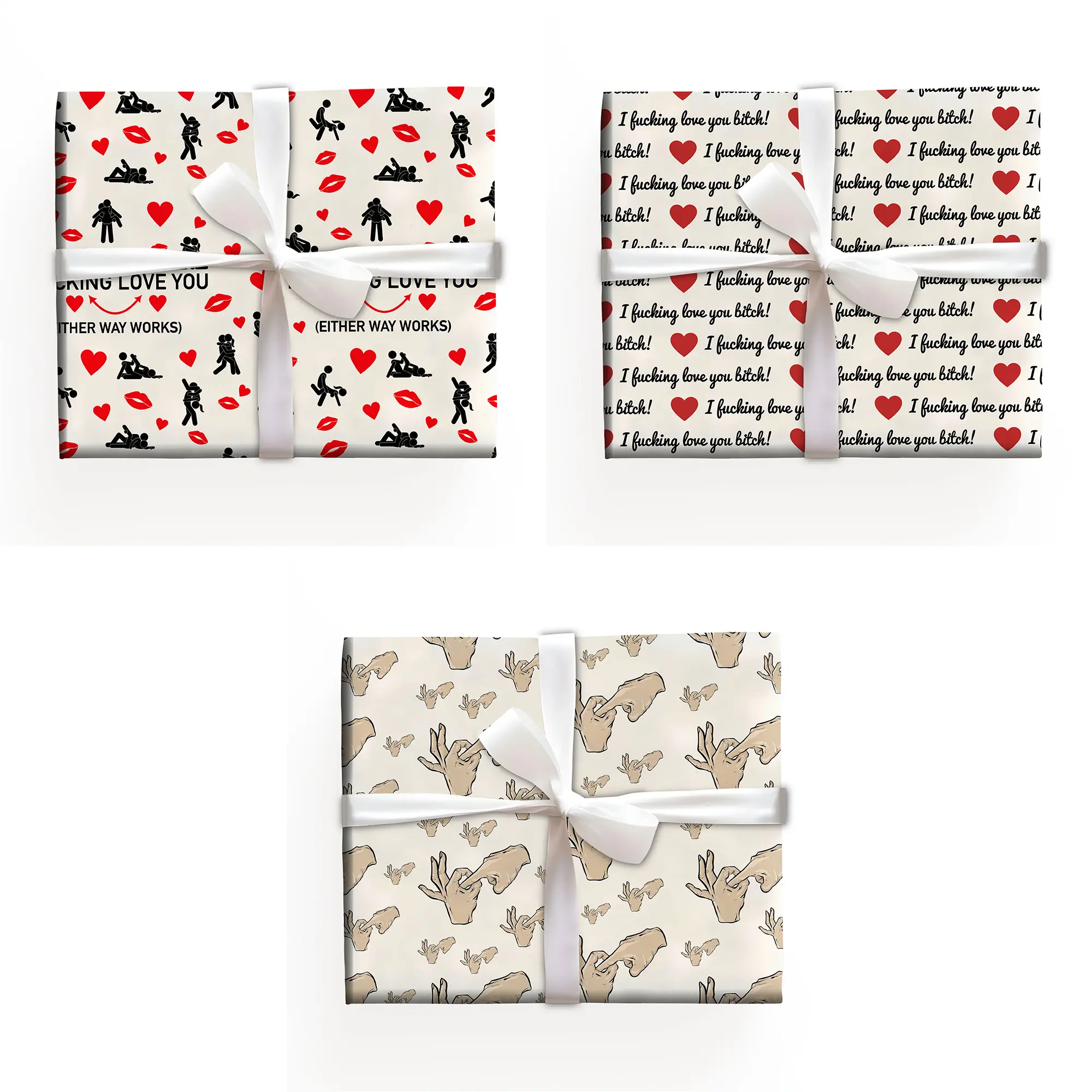 Valentine Wrapping Paper, Funny Rude Valentines Gift Wrap, Adult Humor Joke Paper Roll, Gag Gifts for Lovers