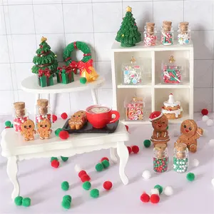 24-Piece Dollhouse Miniature Christmas Tree Candy Jar Gingerbread Man DIY Scene Accessory Set for Festive Dollhouse Decoration