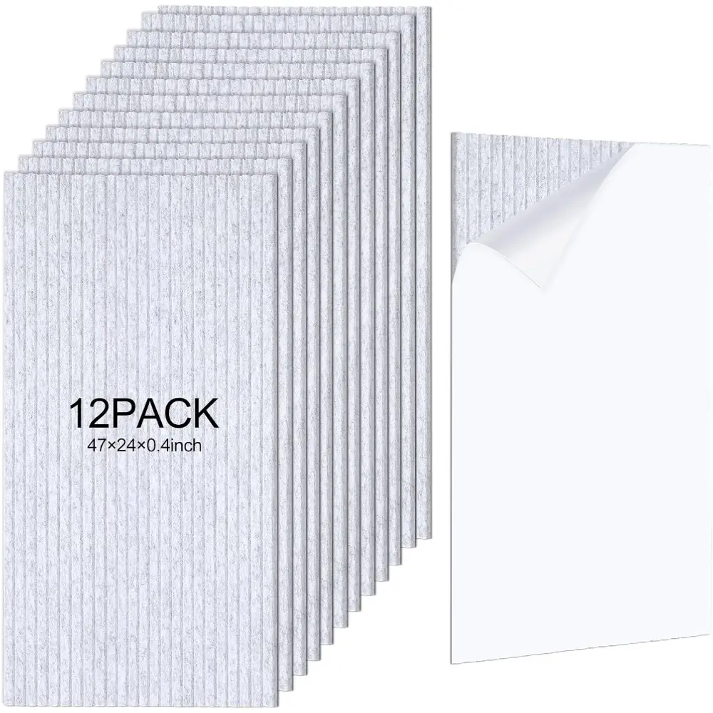 12 Pcs Large Acoustic Panels 47 x 24 Inch Self Adhesive Soundproof Wall Panels Acoustic Absorbing Sound Dampening for Recording Studio, Home Theater, and Office