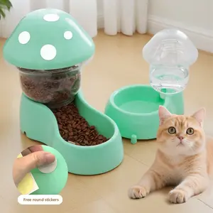 Basic model automatic pet water dispenser and gravity-based food feeder set, suitable for cats and dogs. Easy to clean, compact, each set contains 2 items.