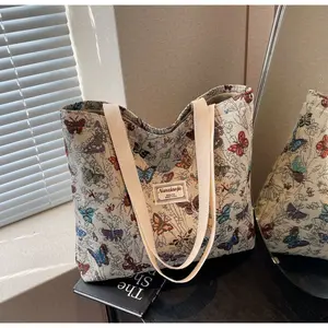 Aesthetic Canvas shoulder bag  for Women Reusable Grocery Bag for Gym, Travel, Work