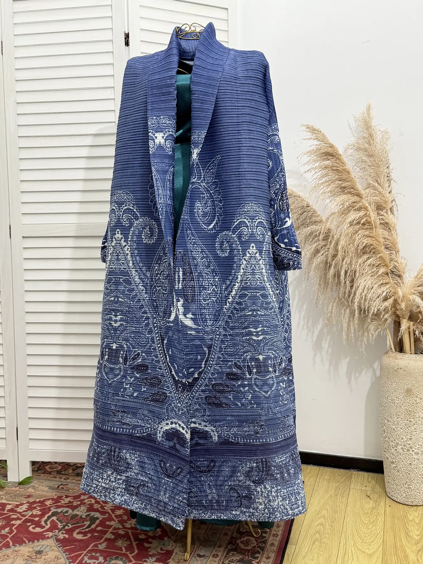 Women's Ruffled Print Coat Robe, Ethnic Pattern, Loose-Fitting, All Seasons, Fashionable Outerwear, Comfortable and Stylish