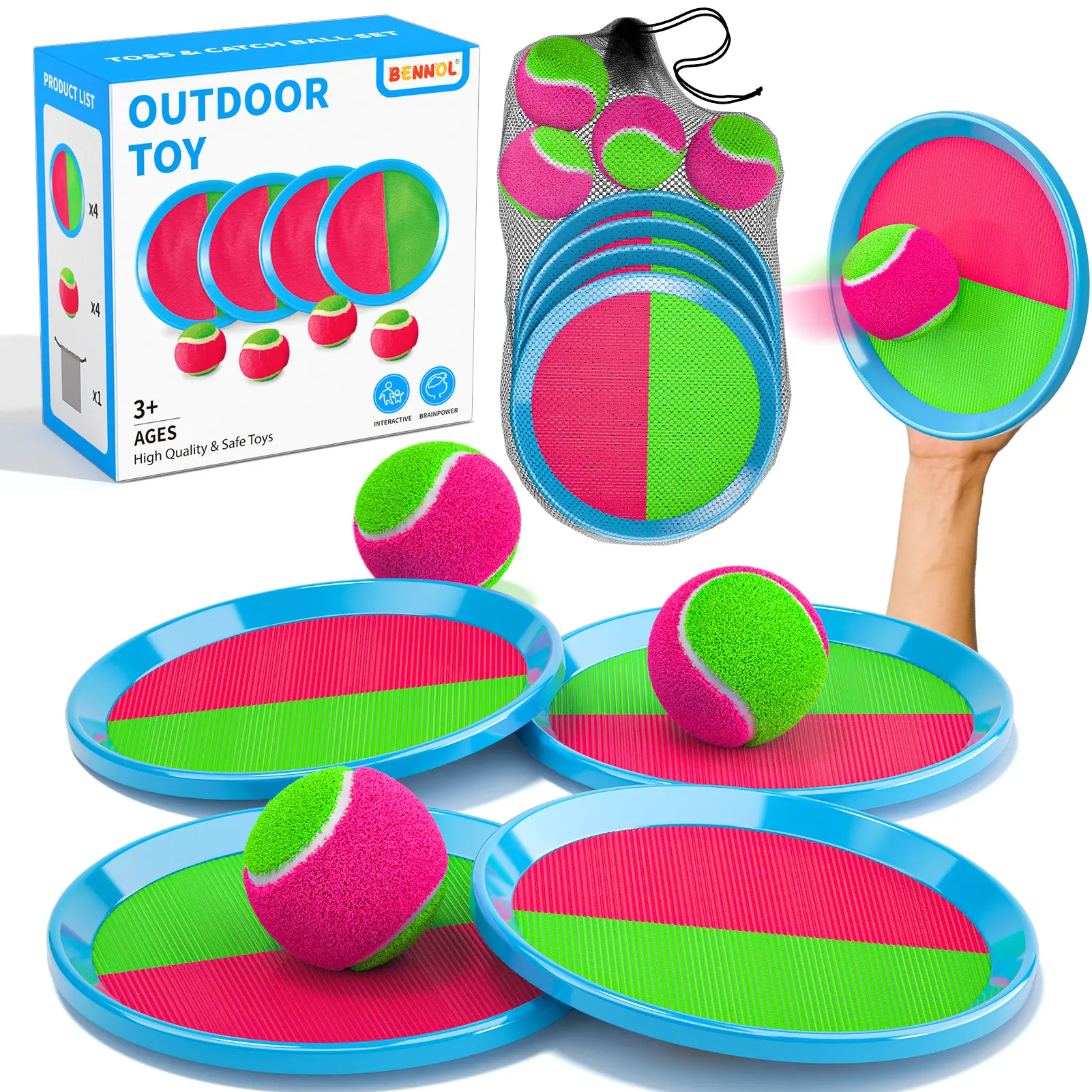 Toss and Catch Ball Game Outdoor Toys with Storage Bag,Outdoor Outside Games Toys, Yard Backyard Games Beach Toys Outside Games