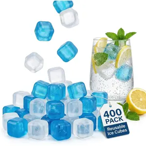 400 Pack  Ice Cubes for Coolers Drinks,  Plastic Cubed Ice Packs for Lunch Boxes, Non-Diluting Refreezable for Outdoor Ice Bath  Coffee Bars Party Camping