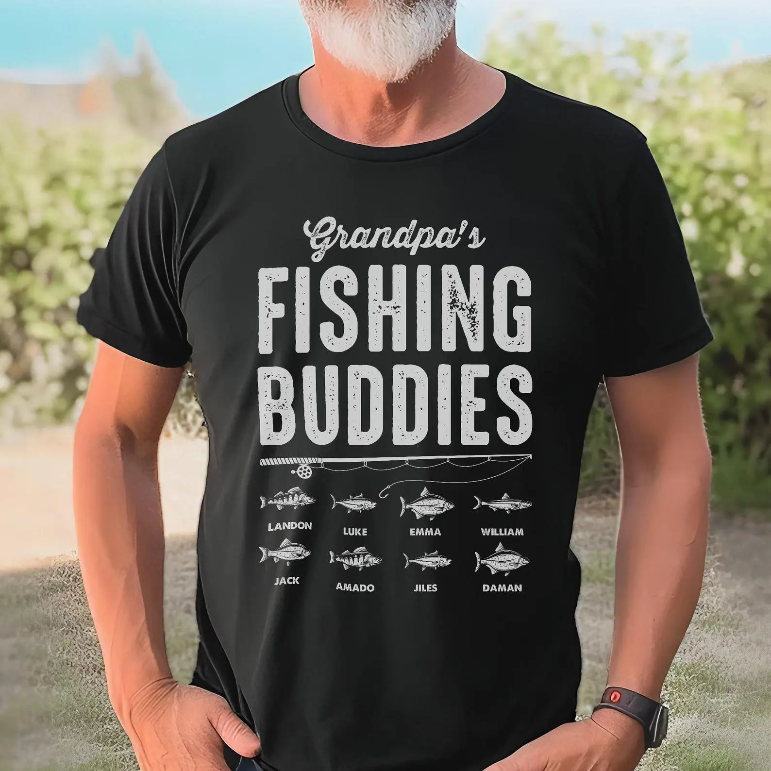 Fishing Buddies - Personalized Shirt, Gift For Grandpa Dad, Father's Day Gift, Custom Fishing Buddies Shirt For Pop
