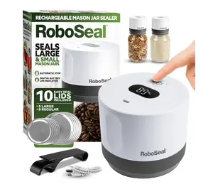 RoboSeal Rechargeable Mason Jar Vacuum Sealer Kit with 10 Lids