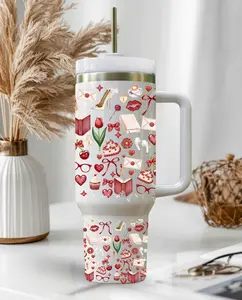 Just a Girl Who Loves Books 40oz Tumbler with Handle Red Bow Coquette Gift Her