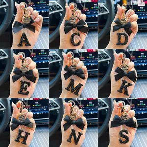 Creative Bow Letter Keychain, Cute Keychain, Elegant Bag Charm, Small Gift, Car Key Chain Accessory, Stylish Purse Decoration, Keychain For Bags