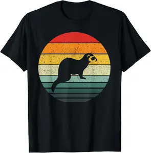 100% Cotton Vintage Ferret Retro Tee T-Shirt