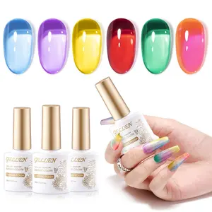 Gellen Neon Jelly Gel Nail Polish Set 5 Vibrant Colors & Glitter Cat Eye Gel 10ml Each Spring Summer Manicure Kit for Daily Use Durable Glossy Effects Blend Clear Crystal Gift