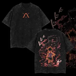 Gon Freecss Hunter x Hunter Vintage Washed Oversized T-Shirt, Classic Anime Graphic Tee, Soft Cotton Streetwear, Trendy Unisex Outfit for Men, Boys & Anime Fans