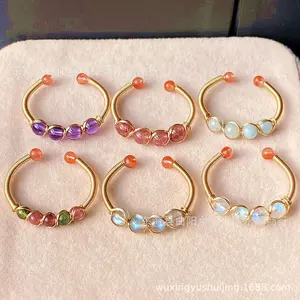 High Quality Crystal Ring Healing Natural Crystal Gorgeous Stone Bead Beads Gemstone Jewelry Energy Healing Love Girlfriend Boyfriend Souvenir Valentine Father Mother Anniversary New Year Christmas Halloween Birthday Gift