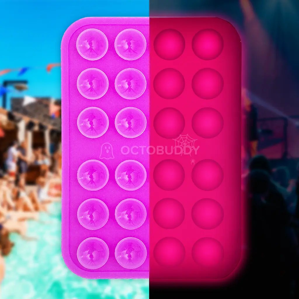 OCTOBUDDY Glow in the Dark- Silicone Suction Phone Case Adhesive Mount - Hands-Free, Strong Grip Holder for Selfies and Videos - iPhone and Android Compatible
