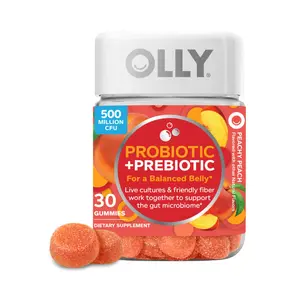 OLLY Probiotic + Prebiotic Fiber Gummy, Digestive + Gut Health Supplement, Peach, 30 Ct