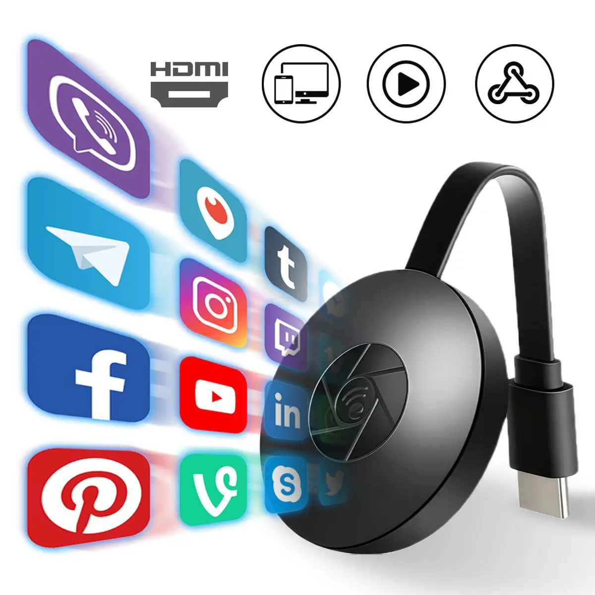 HDMI Display Screen Mirroring Dongle, Wireless Mirroring Screen Mirroring Device, Synchronizes Videos, Images, etc. to TV, Monitors, and Projectors via 2.4G WiFi, Miracast Screen Mirroring Device, Screen Mirroring Adapter, Electronic Gadgets
