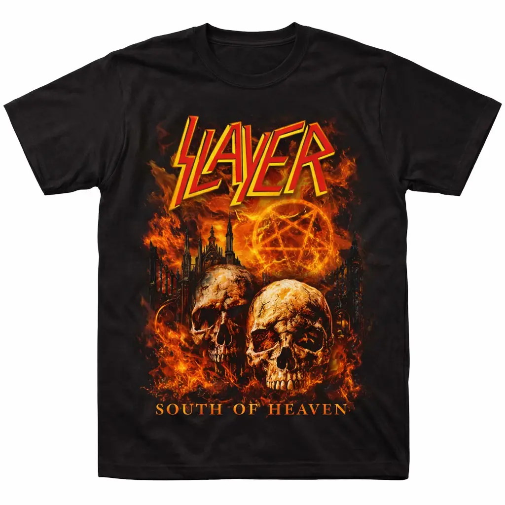 [SALE OFF 50%] Slayer South of Heaven T-Shirt Thrash Metal Band Tee Black Graphic Shirt