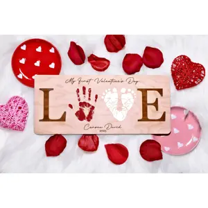 Baby's First Valentine's Day Hand & Footprint Craft Plaque