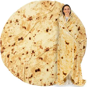 Burrito Tortilla Blanket, Double Sided Taco Corn Wrap Novelty Throw for Adult  Teen, Realistic  Blanket, Funny Gag Gift for Birthday, Yellow Corn 60in