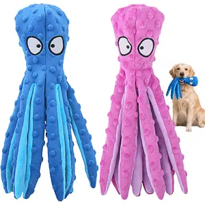 Squeaky Dog Toys - Octopus No Stuffing Crinkle Plush Large Dog Toys to Keep Them Busy, Interactive Puppy Teething Chewing Pet Supplies for Chewer, Small, Medium, Large Breeds, 2 Pack