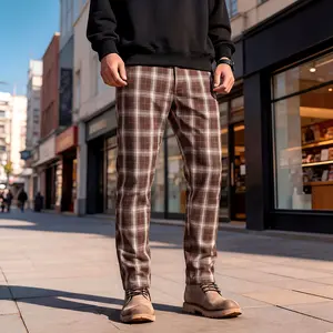 GINGTTO Mens Plaid Dress Pants Casual Stretch Waist Tapered Trousers Slim Fit Chino Medium