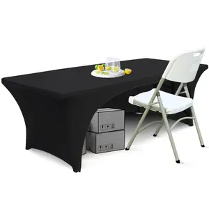 Rectangular Open Back Tablecloth, Polyester Fiber Elastic Fit, Wrinkle-Resistant and Washable, Ideal for Parties, Weddings, Exhibitions
