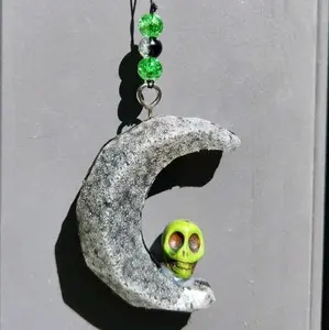 Moon | Air Freshener | Real Stone Skull | Handcrafted | Car | Witchy | Scents | Goth | Black | Dark | Decor | Freshie | Quality | BPA FREE  Fragrance Plastic