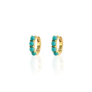 Turquoise Huggie Hoop Earrings