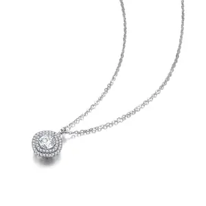 Alice S925 Silver Zirconia Large Gemstone Perfect Pendant Necklace
