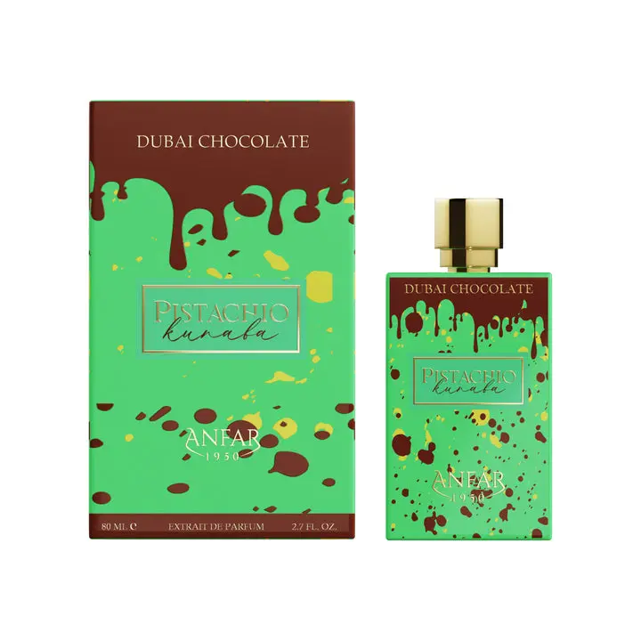 ANFAR DUBAI Chocolate Pistachio Kunafa Extrait de Parfum, Unisex Perfume, Single Item, Up to 2.9 fl. oz (2.7 fl. oz/80ml)