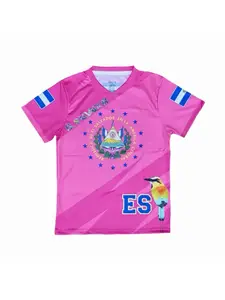 Hot Pink El Salvador Flag 3D Printed T-Shirt Unisex Polyester Fan Top Central America Casual Style Graphic Tee
