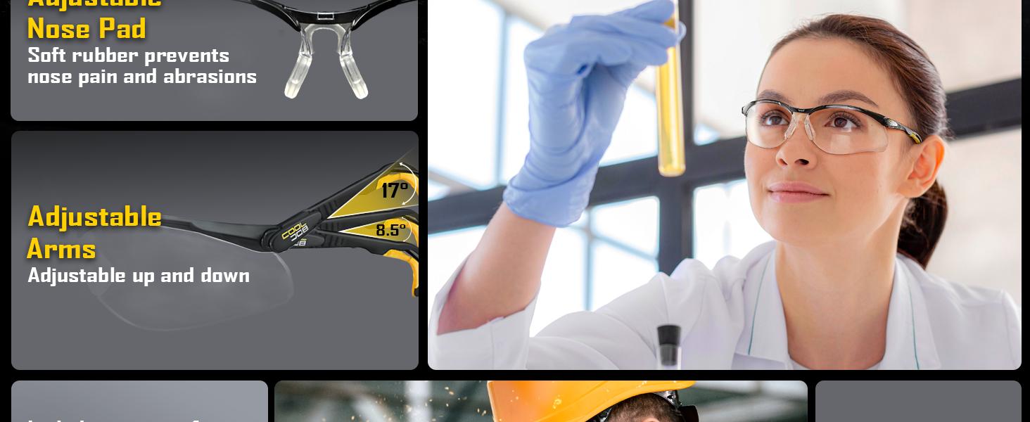 COOLJOB Safety Glasses with Corded Earplugs, ANSI Z87.1 Impact Resistance and UV Proof, Protective Eyewear with Clear Lenses