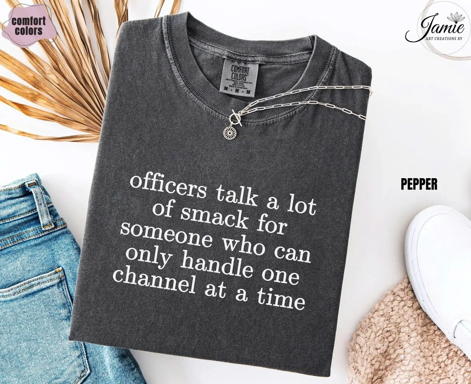 Funny Dispatcher Comfort Colors Shirt, Officers Talk Smack Tee, 911 Operator Appreciation Gift, Call Taker Sarcastic Shirt, Gold Line Humor