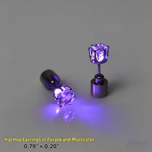 Purple & Multicolor Hip Hop Earrings | 20mm × 5mm Stainless Steel Studs | Unisex Streetwear Jewelry - Tarnish-Resistant & Hypoallergenic, Nickel-Free & Lead-Free, Perfect Gift for Your Loved Ones