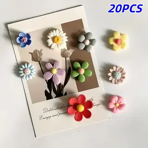 10/20pcs Flower Design Magnetic Refrigerator Magnets, Creative Cute Fridge Stickers, Suitable for Fridge, Whiteboard, Kitchen, Office Decor, Magnetic Item