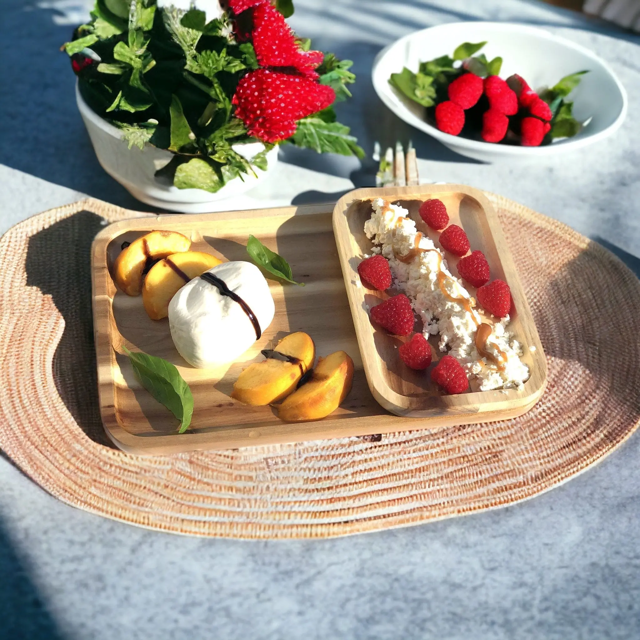 2 Rectangle Acacia platters party serving set (12” and 8”)  WL-555045