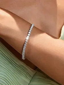 Women's Simple Layered Bracelet, Blingbling Copper Inlaid Synthetic Zircon Tennis Bracelet, Daily Accessory Gift, All Seasons Casual Style