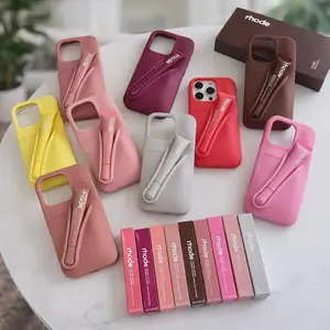 RHODE Minimal Style Phone Case with Lip Care Storage Pocket Slot for iPhone 11 12 13 14 15 16 17, Durable Protective Back Cover for Everyday Carry