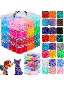 5200 Pieces 24 Colors Pony Beads, Boxed Easy Storage, DIY Jewelry Making, Bracelets, Necklaces, Crafts, Hair Accessories, Friendship Gifts
