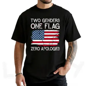 [Comfort Color] Two Gndrs One Flag Zero Apologies T-shirt, Unisex Graphic Tees, Funny Shirts, 4th of July shirt, Father's Day gift
