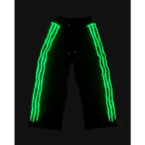 Harajuku Gothic Punk Hip-Hop Street Style Wide-Leg Straight Pants, Vintage Reflective Stripe Loose Sweatpants, Luminous American Stripe Design, Unisex Casual Paratrooper Trousers, Creative Gift for Boyfriend, Fashionable Holiday Choice