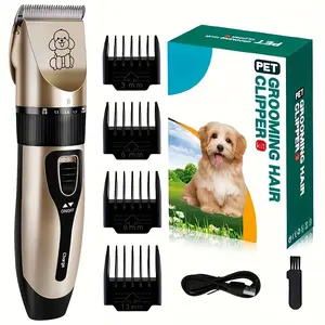 Low-Noise Professional Cordless Pet Grooming Clipper - USB Rechargeable Dog & Cat Hair Trimmer for All Pet Sizes & Hair Lengths - Lithium Battery 18650 Series