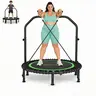【TikTokShopBlackFriday】ANCHEER Foldable Round Rebounder Trampoline (40"/48"), 570lbs/620lbs Max Load Height Adjustable Indoor Fitness Trampoline with 4-Level Foam Handle, Resistance Bands for Home, Gym, Foldable Round Trampoline,SummerWins